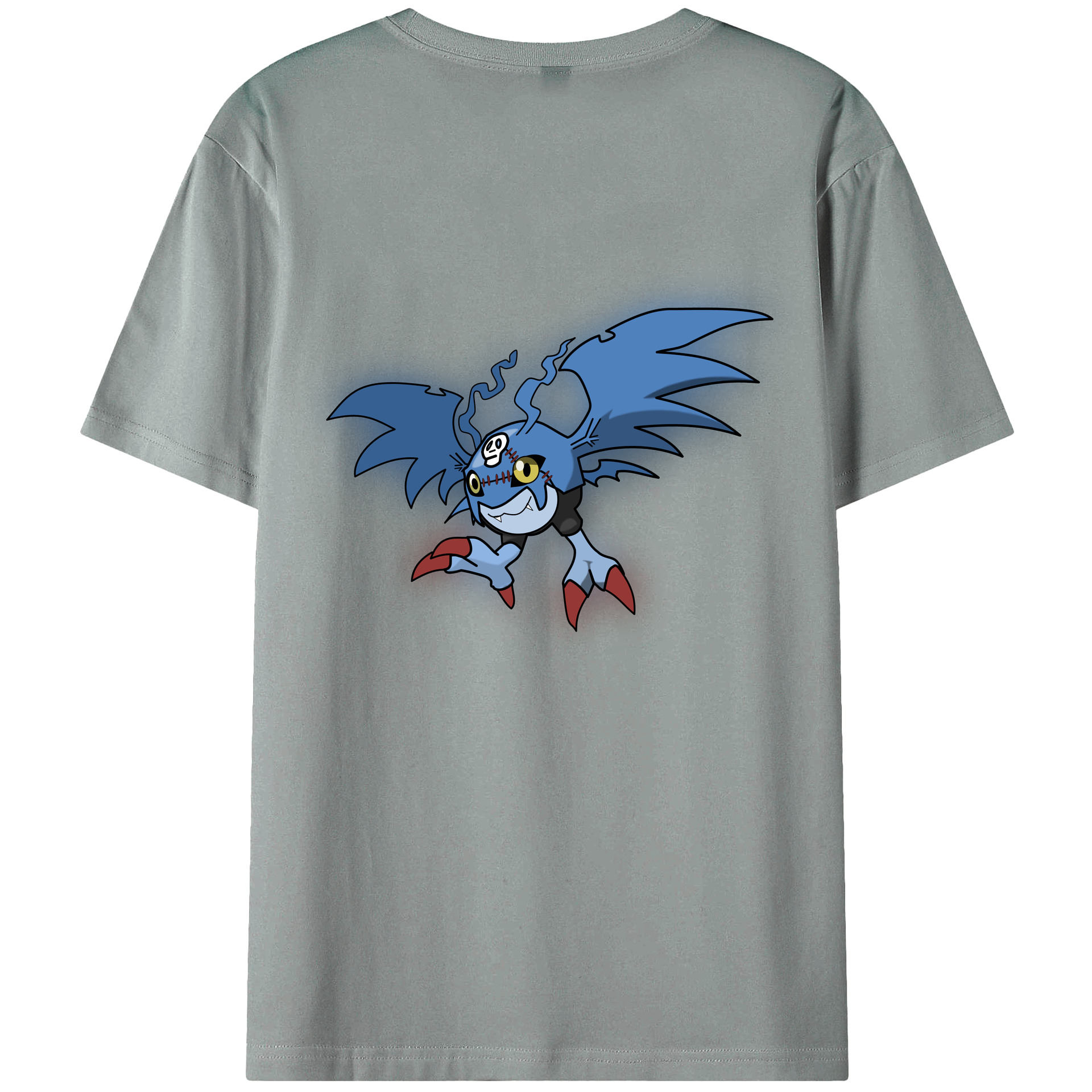 （画像用） Digimon デジタルモンスター/デジモン 綿100％ メンズ半袖Tシャツ（バックプリント） 通気性